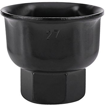 CFTGIW 27 Mm 6-Punkt-3/8-Zoll-Auto-Ölfilterschlüssel, Schwarzes Aluminium-Ölfilterkappen-Steckschlüssel-Entfernungswerkzeug, Antriebsschlüssel für