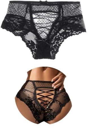 comeondear Dam Thong Förförisk Plus Storlek Tanga Trosor Sexiga Stringtrosor Hot Brasiliansk Trosor Spets String Trosor Hög Midja Transparent Underkläder Thong Underkläder Trosor Underkläder, Svart