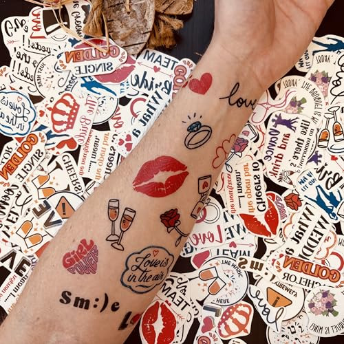 Yatatu - Tatouages Éphémères pour Mariage - Plus de 130 tatouages temporaires aux motifs variés - Pièces individuelles prêtes à etre utilisées [Pack en Anglais]