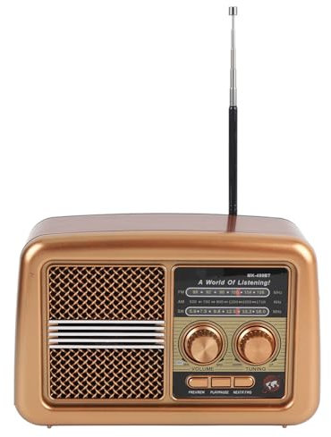 Radio Portátil Vintage con Altavoz Bluetooth Retro, Pequeña Radio Vintage de Corta Am/FM, Decoración Retro, Radios Transistores Recargables (Enchufe de la UE)