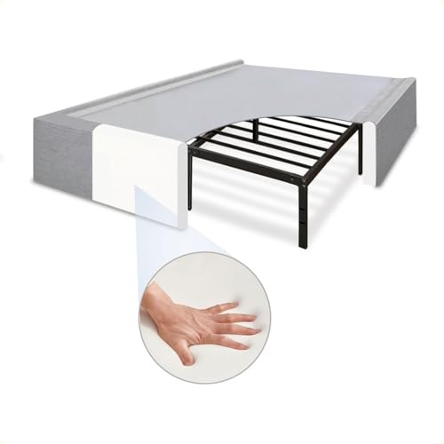 Funpkoser Ultra Soft Bed Frame Cover for Metal Bed Frame - Queen Size Upholstered Slipcover to Hide and Upgrade Your Bed - Sturdy Support Non-Slip Mattress Easy Assembly - 79.5x59.5x14 Inch (Grey)