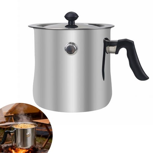 LANZLC Milchtopf mit Deckel, 1.5L Doppelwandiger Simmertopf aus Edelstahl, Wasserbad Topf mit Pfeiffunktion und Bakelitgriff, Schmelztopf Milchtopf Doppelwandig für Gas, Elektro und Induktion