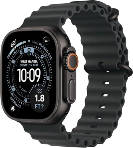 Apple Watch Ultra 3 [GPS + Cellular, 49mm] Black Titanium Case with Black Ocean Band (Renewed)