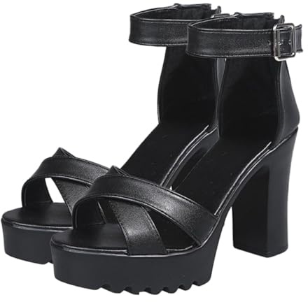 ibasenice Sandales à Talons Épais Femme Été Bout Ouvert Peep-Toe Confortables Antidérapantes Chic