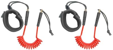 Lot de 2 laisses de planche de surf de qualité supérieure pour sports nautiques, shortboard, bateau en caoutchouc, rouge, 30 cm-130 cm