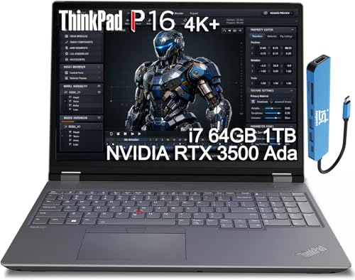 Lenovo ThinkPad P16 Mobile Workstation Laptop (16 4K+ UHD+, NVIDIA RTX 3500 Ada 12GB, Intel Core i7-14700HX, 64GB DDR5, 1TB SSD) for Engineer, Architect, Designer, Fingerprint, IST Hub, Win 11 Pro