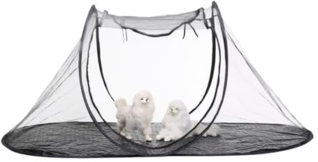 Box pieghevole per cuccioli, spazioso da viaggio traspirante, sicuro e portatile, design a rete versatile, habitat confortevole per campeggio, interni ed esterni, area gattina