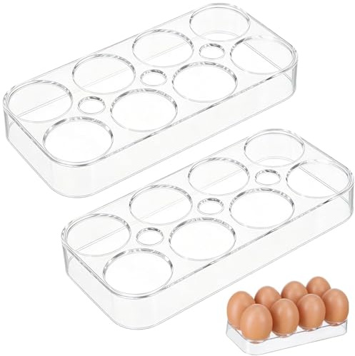 Srvauyea 2 Unidades Eierhalter Nevera,Huevera de Plástico para 8 Huevos, Ahorro De Espacio, Caja Transparente Para Guardar Huevos,Organizador de Huevos,para Frigorífico Seguro y Resistente.