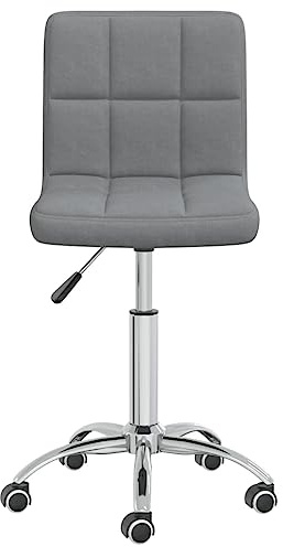Heofavd Chaise de salle à manger pivotante gris clair – Chaise de bureau réglable en hauteur avec roulettes en tissu, chaise rembourrée moderne avec vérin à gaz pour salle à manger, salon et bureau à