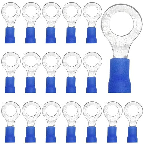 CEEYSEE 100 Pezzi Anello Capocorda Elettrico Terminale Connettori Elettrici Diametro Foro M6 Crimpare Connettori – Per Cavi Da 1,5 – 2,5 mm² (Blu/YPRL6)