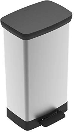 Curver Deco Bin 50 Liter Perfect for Household Use Indoor for Garbage Disposal, Black/Silver