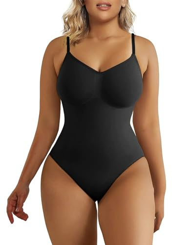 SHAPERX Body Moldeador Mujer Shapewear Fajas Reductoras Control de Abdomen Bodysuit lnvisible Posparto, UK-SZ5215-Black-4XL