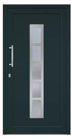 HORI Haustür Eingangstür Komplettset – Robuste Hauseingangstür mit moderner Optik, hoher Wärmedämmung & Sicherheit, Farbe: anthrazit (innen weiß) - DIN links - Modell: Frame - 200 x 88 cm
