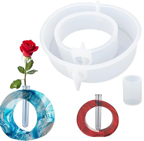 Duoleimi Gießformen Silikon für DIY Vasen, Pflanzgefäße und mehr - Silikonform Vase mit Reagenzglas für kreative Hydroponik Blumenarrangements - Silikonformen Gießformen Vase für Ostern- 1 Stück.