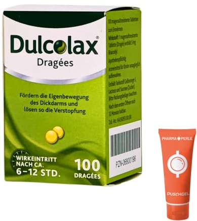 DulcoLax 100 Dragees Abführmittel Abführtabletten bei Verstopfung mit Bisacodyl I zur erleichterten Darmentleerung I bei Obstipation I im Sparset mit Pharma Perle give-away