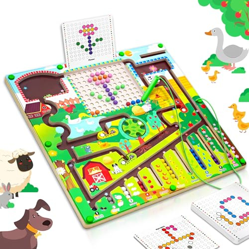 Giochi Montessori 3 4 5 6 Anni, Labirinto Magnetico Bambini di Numeri Colore, Imparare i Colori Gioco di Conteggio Ordinamento, Motricità Fine Giochi Educativ, Regalo per Ragazze Ragazzi