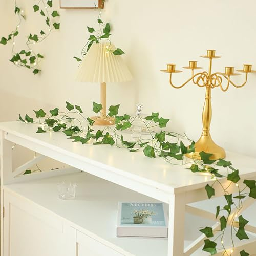 DBOO 20 LED Fairy Lights with Artificial Ivy Garland 2M Waterproof Outdoor & Indoor String Lights Decorative Light for Garden Patio Yard Home Party, Warm White