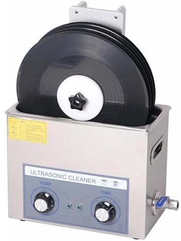 Kommersiell ultraljudsrengörare, 6L ultraljudsrengöringsmaskin för vinylskivor, disktvätt, rengör 1-4 vinylskivor en gång, 40KHz 180W professionell typ med lyftbart stativ och korg