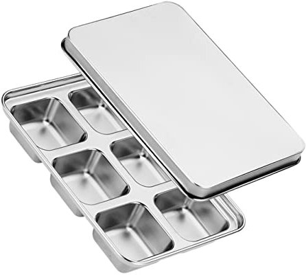 Zerodeko Moule à Glaçons Inox Résistant à Usure Avec Couvercle Étanche Bac à Glaçons Pratique Et Compact Pour Congélateur Ménager