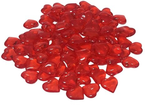 Kixolazr Gemme a forma di cuore rosso per artigianato, 55 pietre preziose da spargere sulla tavola, cristalli acrilici per San, matrimoni, opere d'arte, feste di compleanno, decorazione,