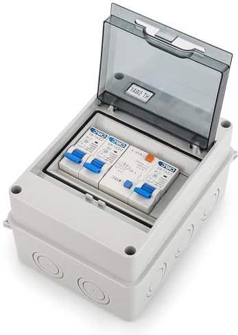 CROWNSHOP 2 Way Consumer Unit, IP65 Circuit Breaker Panel Garage Consumer Unit C16 30mA RCD MCB Plastic Unit Fuse Board for Garage Workshop Caravan Outbuilding