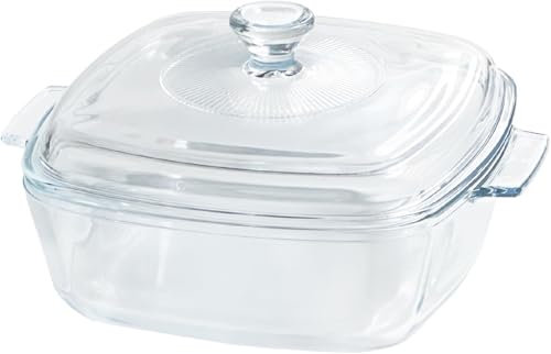 Cacerola de vidrio templado de 1,2 L para horno con tapa, pequeña bandeja cuadrada para horno microondas con tapa de vidrio