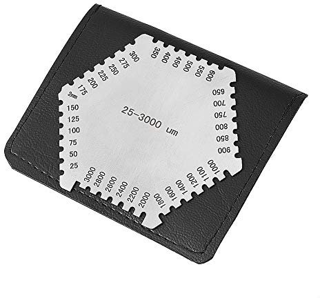 Jadeshay Wet Film Comb,25-3000um High Precision Stainless Steel Wet Film Comb Thickness Gauge Hexagonal with Black Case for Paint and Coating Thickness Measurement