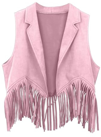 Sudadera Jack Niños Niñas Western Cowboy Vaquera Trajes Frente Abierto Flecos Chaleco Fiesta Dress Up Borla Cintura Abrigo Tops Disfraz Corte Out Camisa Niñas 140