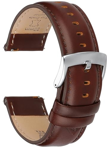 CORROPELLE Leather Watch Straps Quick Release, Elegant Top Grain Leather Watch Strap Bands Replacement for Men and Women, Watches and Smartwatch, Choice of Width 18mm 19mm 20mm 21mm 22mm