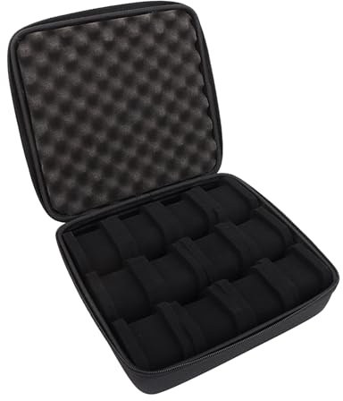 Boîte de rangement pour montre résistante aux chutes - 12 emplacements - Intérieur souple - Résistant aux chocs et à la poussière - Boîte de rangement portable pour les voyages