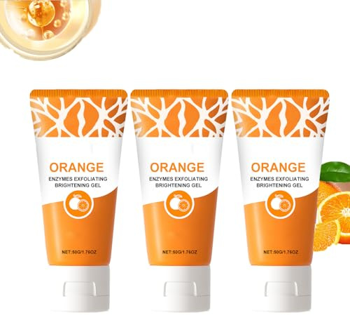 2-pack orange enzymer exfolierande gelskrubba, milt ansikte och kroppstvätt med djuprengörande fuktkräm, rengörande peeling för alla hudtyper avlägsnar pormaskar (3 stycken)