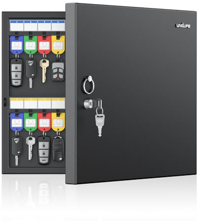 Uniclife 48 Llaves Caja Fuerte para Llaves, Caja de Llaves Pared, Organizador Llaves Coche Portallaves Escribibles Etiquetas, Armario Seguridad Llaves, Caja Almacenamiento Portallaves Coche Oficina