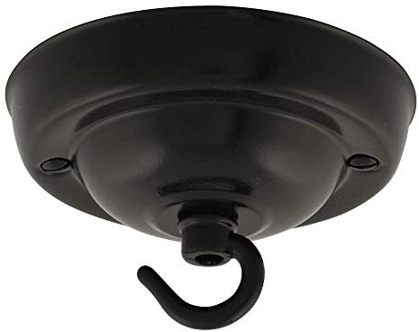 ElekTek Takrosett med krok, diameter 108 mm Metalliserade ytor, pulverlackfärgade färger för taklampor och kronljus Svart Jet