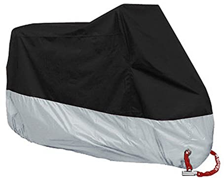 ANFTOP Funda para Moto 190T Cubierta 3XL Impermeable Agujeros de la Cerradura de Motocicleta Plateado y Negro Motorcycle Cover Talla XXXL
