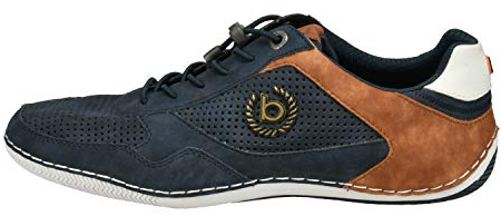 bugatti Herren Casual Sneaker mit Flexibler Sohle, Schnürschuh mit Memory Foam, Elastische Schnürsenkel, Dunkelblau, 44 EU