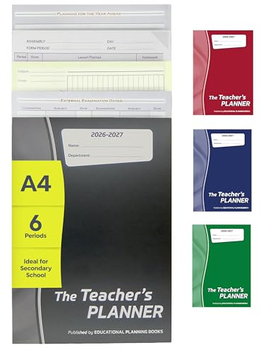 Educational Planning Books Teacher Planner 2026-2027 A4, 6 Period (TP4)