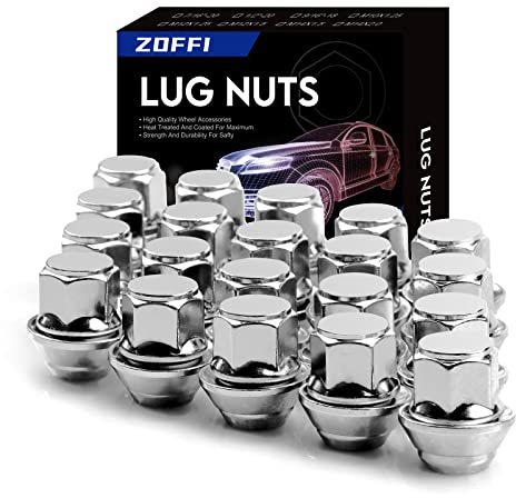 ZOFFI M12 x 1,5 Chrom OEM Factory Style Große Eichel Sitz Lug Muttern für die meisten Ford Fiesta Focus Fusion Fabrik Räder – 20 Stück Chrom geschlossenes Ende M12 x 1,5 Lug Nuts