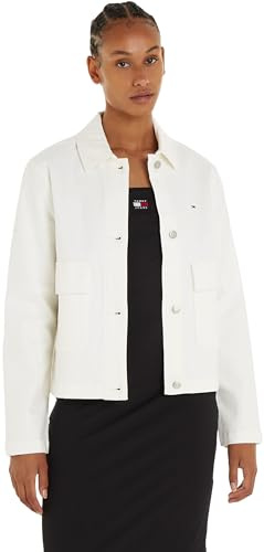 Tommy Jeans Giacca-Camicia Donna in Cotone, Beige (Ancient White), M