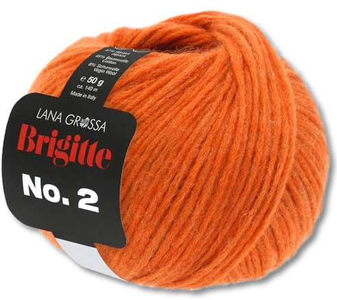 Frida's Wollhaus Lana Grossa 50 g Brigitte No. 2 Netzgarn Wolle Garn Alpaka Baumwolle 46 Farben (45 | Mandarin)