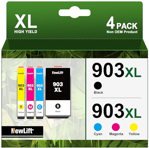 NewLift 903XL Multipack Druckerpatronen Kompatibel für HP 903XL HP 903 für HP Officejet Pro 6970 6960 für Officejet 6950 6960 All-in-One-Drucker (Schwarz Cyan Magenta Gelb, 4er-Pack)