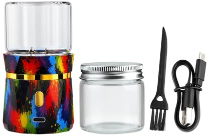 Electric Grinder, Small Spice Grinder Electric Grinders Mini Size 2inx3.5inches with 2pcs 1.7oz/50ml Glass Jar Rechargeable Automatic Small Grinder