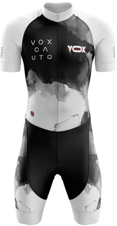 VOXCAUTQ Triathlon Anzug Herren Einteiler Kurzarm - Skinsuit Radtrikot mit dickem Sitzpolster,3 Taschen,Atmungsaktiv Schnell Trocknend für Schwimmen,Radfahren,Laufen (Typ-10,XL)