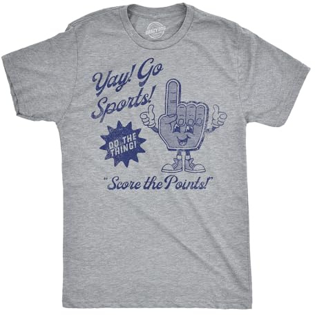Mens Funny T Shirts Yay Go Sports Sarcastic Fan Graphic Sports Tee for Men Funny T Shirts Basketball Apparel for Men Cool Baseball Short Sleeve Novelty Light Grey XL