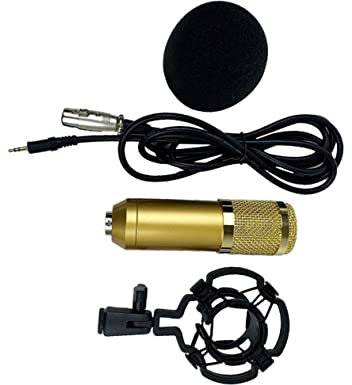 ibasenice Microfono Bm800 A Doppio Con Condensatore A Maglia Elastica Placcato Oro Per Registrazione Vocale Karaoke