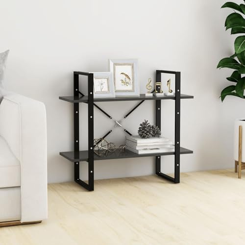 ShGaxin Estantería 2 Niveles, Libreria Estanteria, Estanteria Libros, Estanteria Escalera, Estanterias Habitacion, Muebles Estanterias, aglomerado Gris 80x30x70 cm