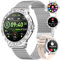 Damen Smartwatch Bluetooth Telefonanruf für Android iOS 100+ Sport Activity Tracker 1,32 HD Full Touch Screen Frauen Smartwatch Herzfrequenz Schlaf Monitor Diamant Silber Masche Damen Smart Watch