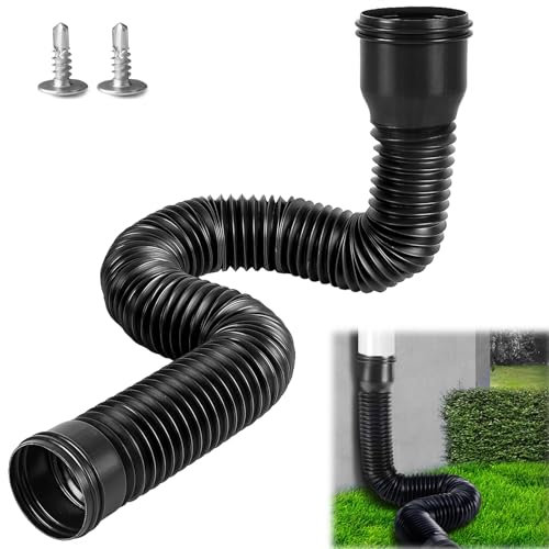 Hengrongshen 1 pieza de extensión flexible para canalones y bajantes, 80/100 mm extensible para canalon de 47 a 150 cm, extensión canalones pvc para lluvia tejado, negro
