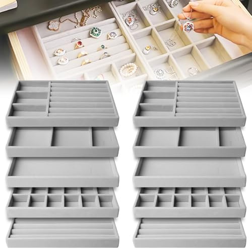 Bandeja para joyas apilable: 10 cajones organizadores de joyas, almacenamiento para collares, pulseras y pendientes