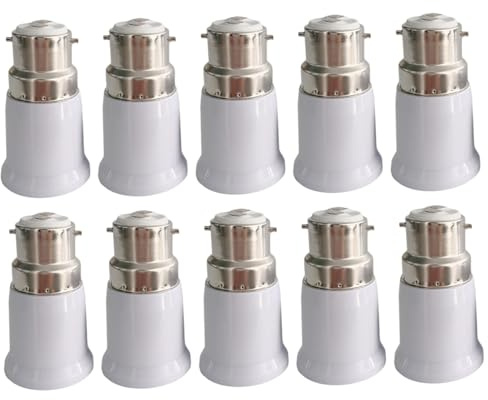 Peosaard Convertisseur de douille d'adaptateur de lumière, convertisseur douille d'adaptateur 'ampoule B22 à E27 10 pièces 2, 4x1, 4 220V 10A 100 ℃ ampoule filetée résistante à la chaleur