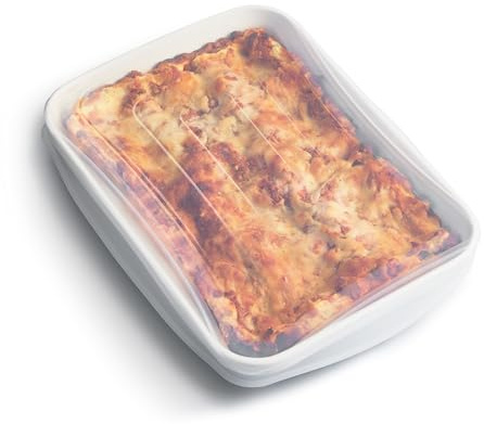 Stasher Reusable Silicone Stretch Lid for Casseroles, Pans, Baking Dishes–Rectangle Replacement Lid, 9”x13”, Stretchable, Leak-free, Microwave Safe, Dishwasher Safe, Food Cover, Eco-Friendly, Clear